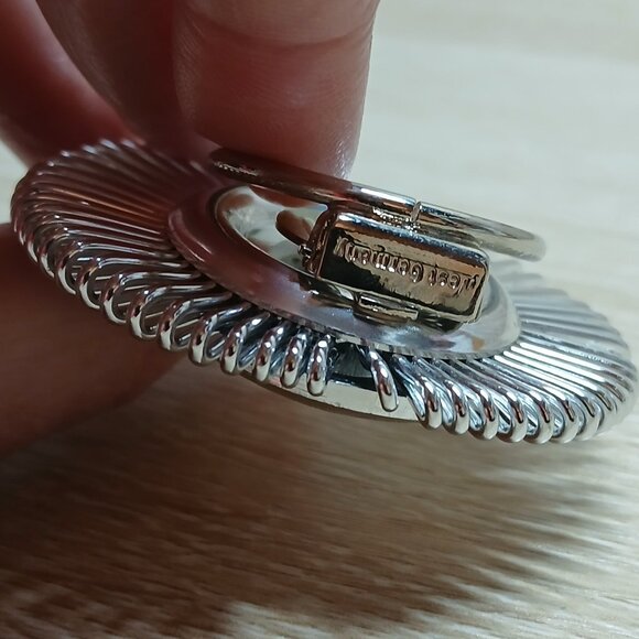 Vintage 1970s West Germany Silver Tone Round Scarf Clip #6 - Picture 9 of 10